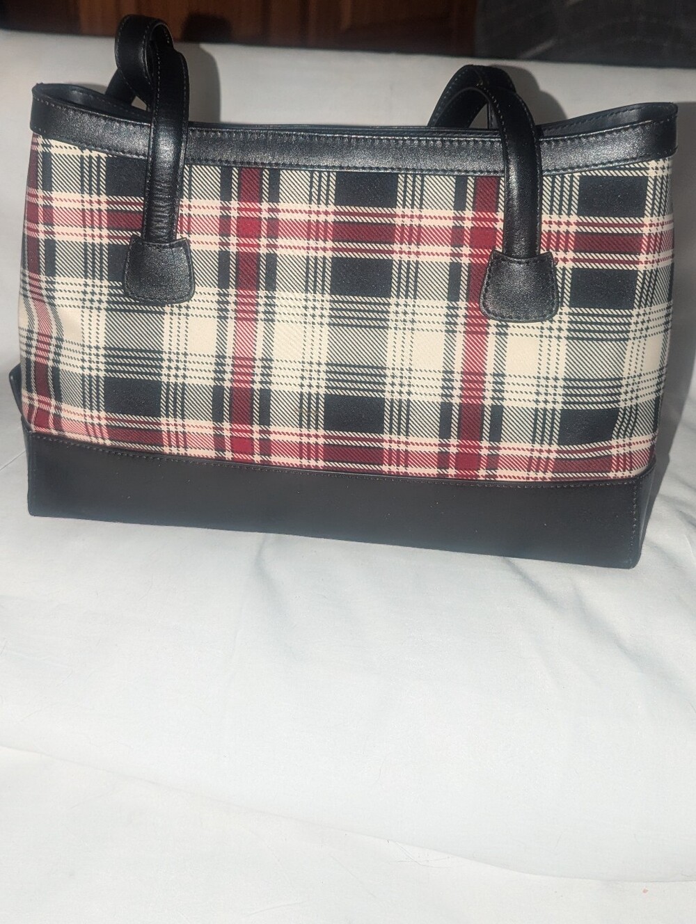 Maxx New Vintage Y2K NewYork Black, Cream & Red Plaid Shoulder Bag